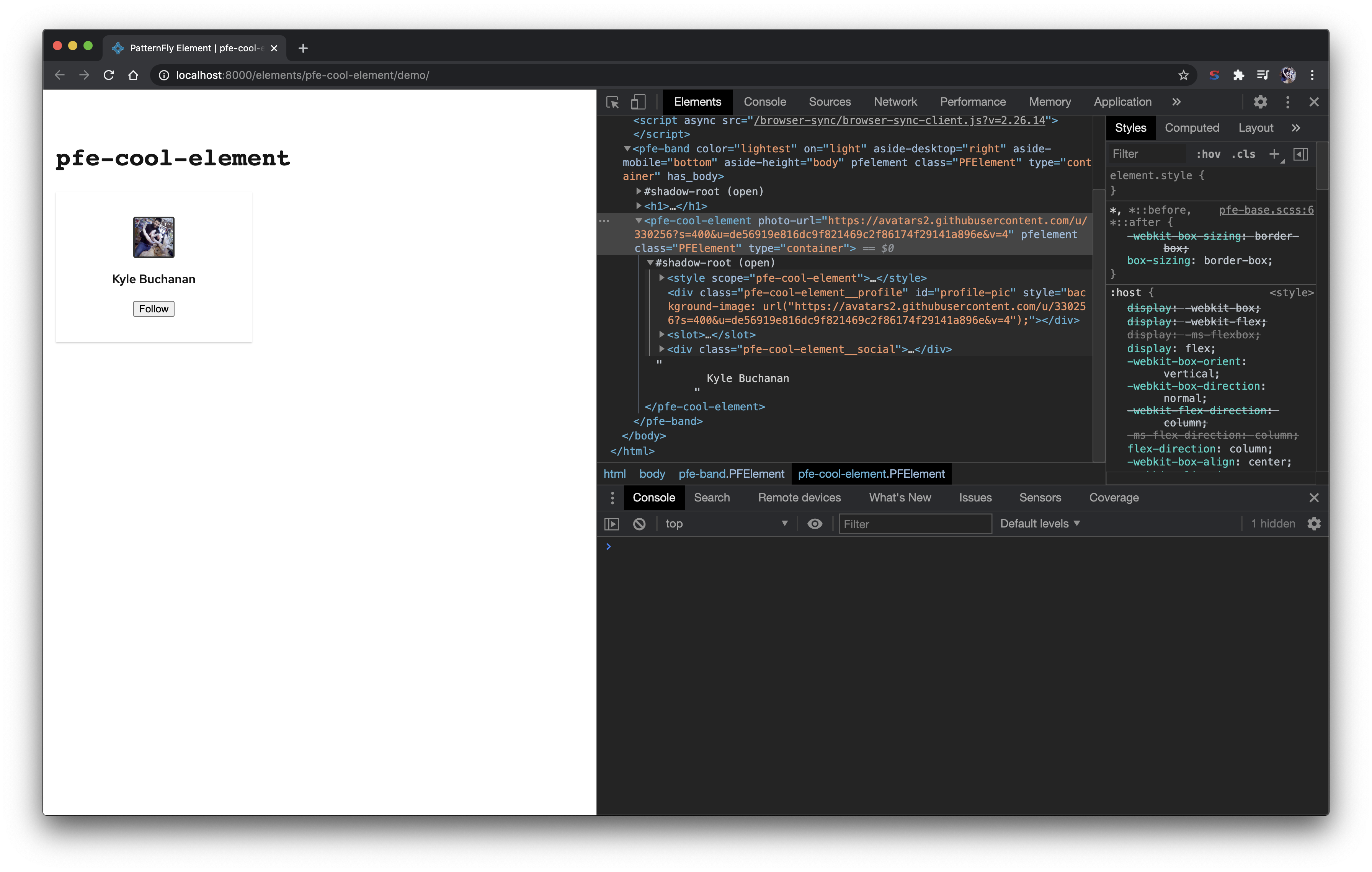 demo page js profile pic step