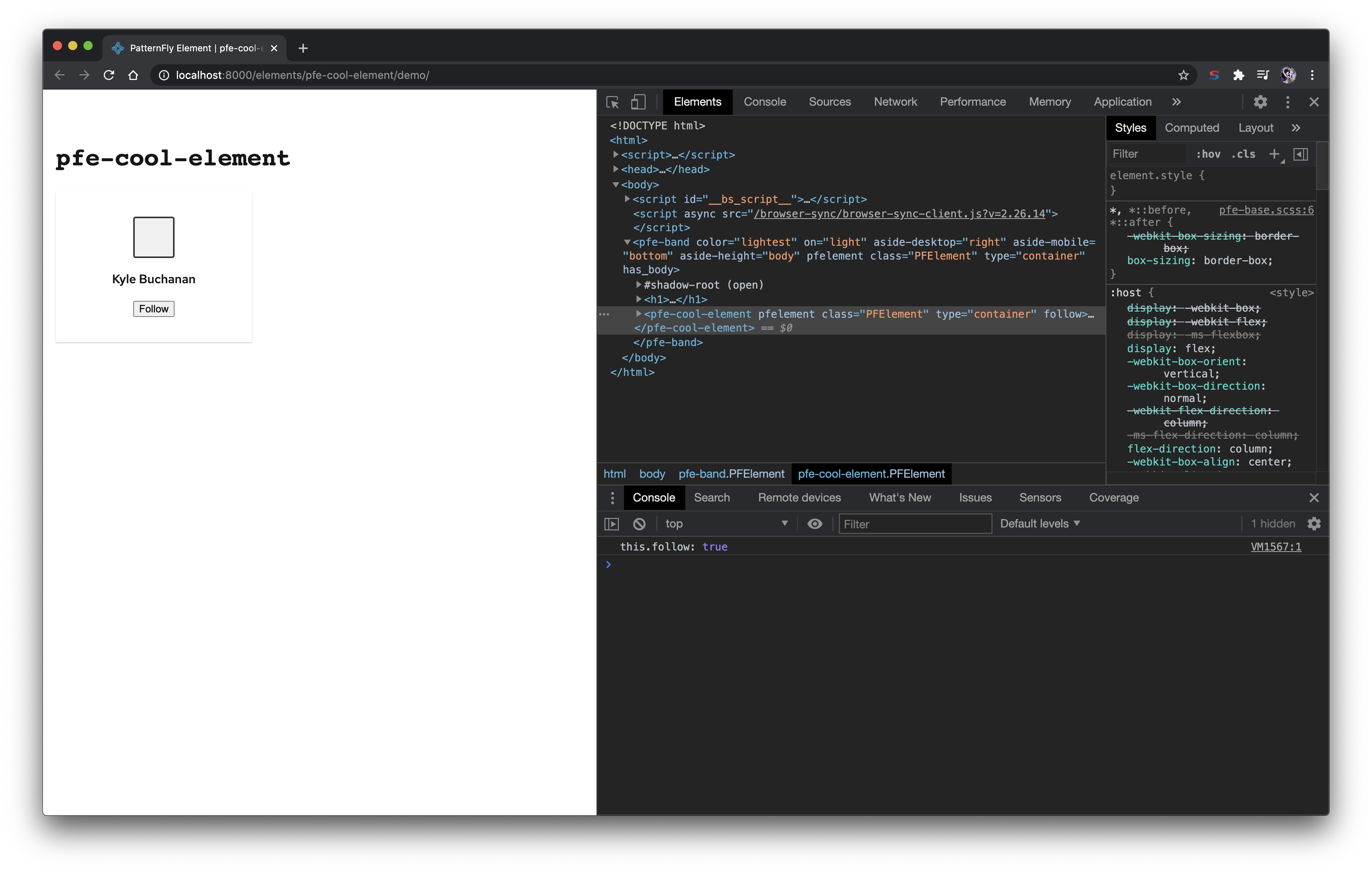 demo page javascript properties